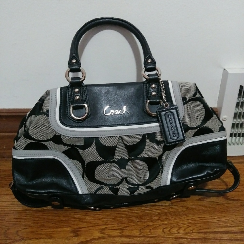NWT Coach Ashley Signature Gray/Black Purse
